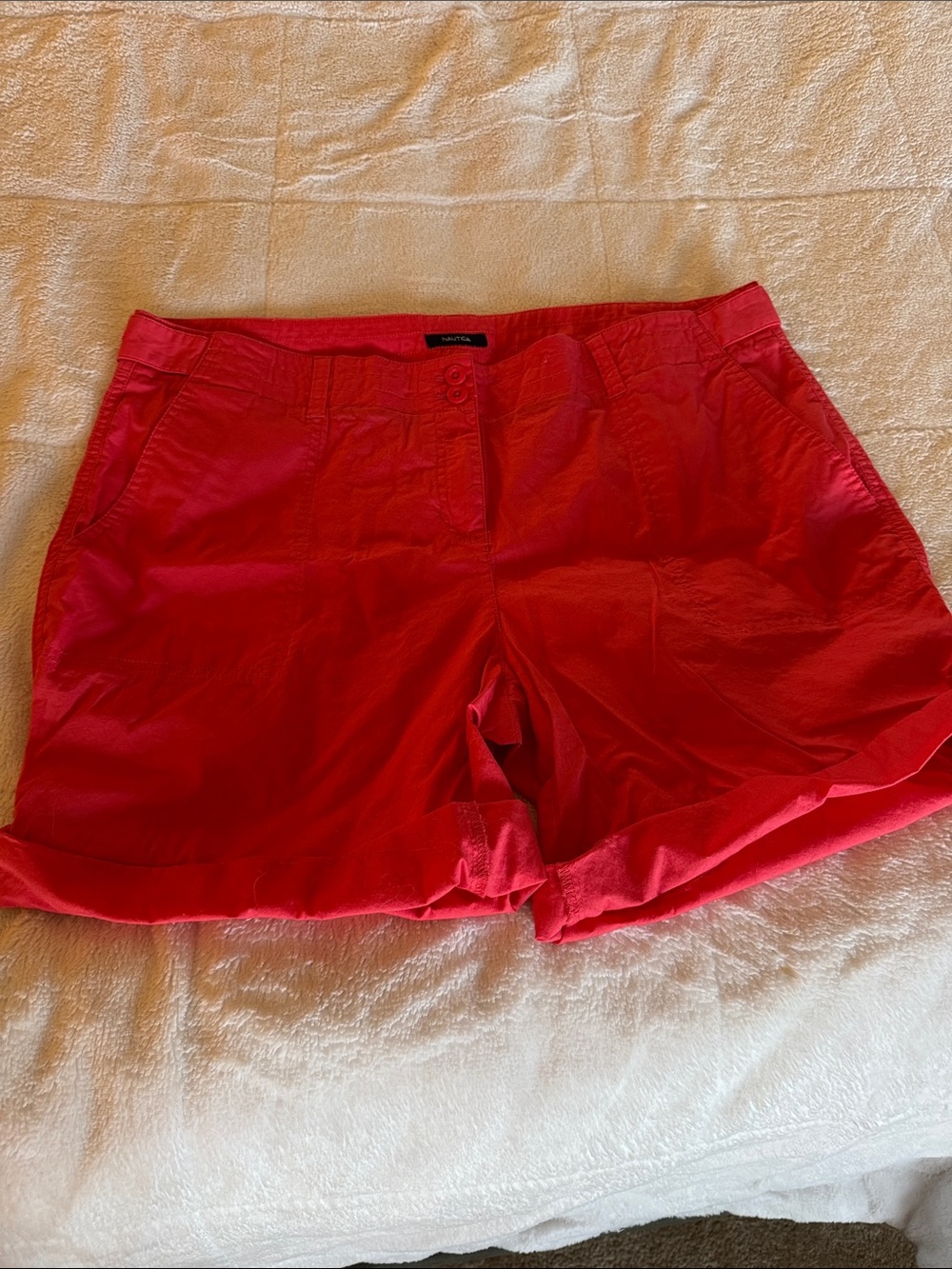 Nautica Bright Red Roll-Cuff Bermuda Shorts